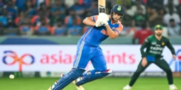 India's Shivam Dube plays a shot during the Asia Cup 2025 final against Pakistan at the Dubai International Stadium [Sajjad Hussain/AFP]