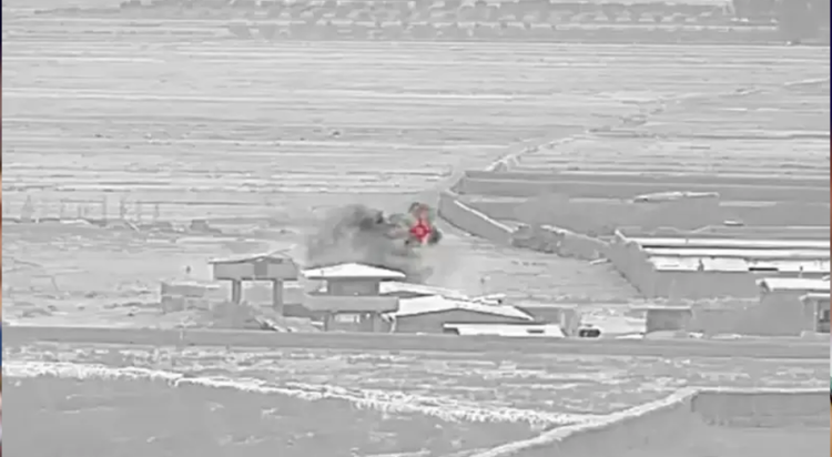 File/ This footage shows an Afghan border post at Angoor Adda, South Waziristan being targeted by Pakistani forces in 2025. — Screengrab via X/PTVNewsOfficial