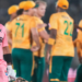 Pakistan's Babar Azam, left, walks off the field as South African players celebrates after his dismissal during the first T20 cricket match between Pakistan and South Africa, in Rawalpindi, Pakistan, Tuesday, Oct. 28, 2025 AP Photo/Anjum Naveed