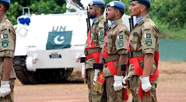 This undated photo shows Pakistani contingent under UN peacekeeping mission. Photo courtesy Radio Pakistan/File