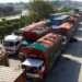 Trucks wait on a highway in Karachi, Pakistan, on November 26, 2017. (AFP/File)