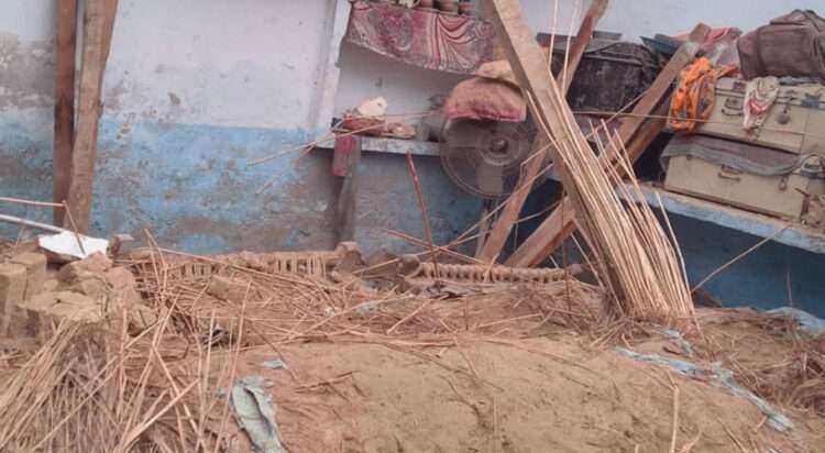 This file photo shows the collapsed roof of a mud house in Charsadda on July 11, 2025. (Rescue 1122)