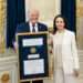 President Donald Trump meets with María Corina Machado in the Oval Office, where she presented him with her Nobel Peace Prize, on January 15, 2026. White House