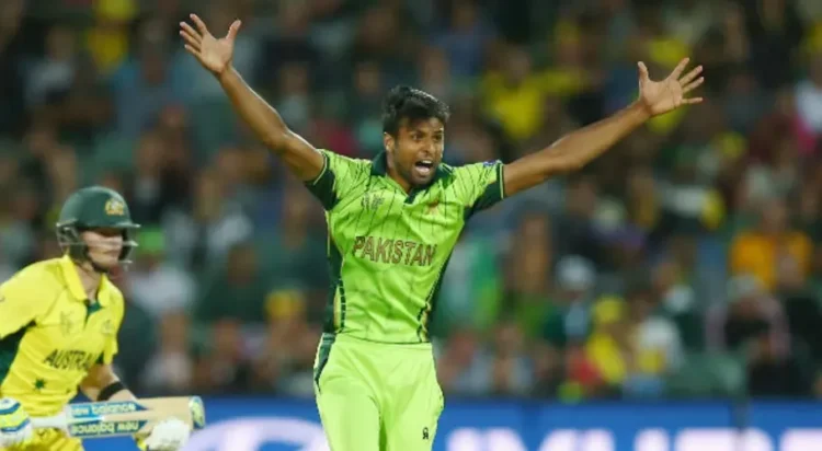 Ehsan Adil successfully appeals for the wicket of Steven Smith•Mar 20, 2015•Getty Images