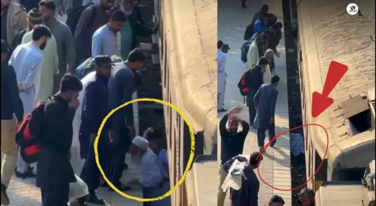Elderly man narrowly escapes death at Karachi railway station (Screengrab)
