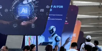 Visitors arrive to attend the AI Impact Summit in New Delhi on February 17. — AFP