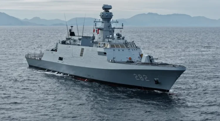 This photo shows the PNS Khaibar corvette at sea in this undated photo. (AA Photo)