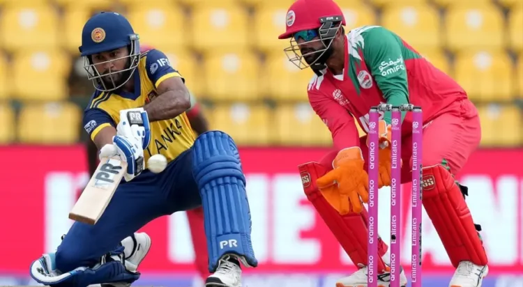 Pavan Rathnayake changed the complexion of the game with his 28-ball 60, Sri Lanka vs Oman, T20 World Cup, Pallekele, February 12, 2026 (ICC/ Getty Images)