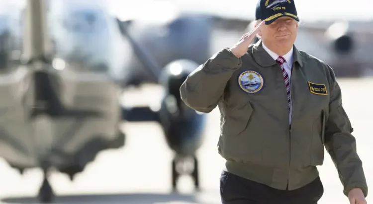 President Donald Trump salutes as he walks to Air Force One prior to departing from Langley Air Force Base in Virginia, March 2, 2017, as he traveled to Newport News, Virginia, to visit the pre-commissioned USS Gerald R. Ford aircraft carrier.
Saul Loeb | AFP | Getty Images