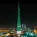 A stunning lighting display featuring the Pakistani flag was showcased on the world’s tallest building at 7:20 PM.