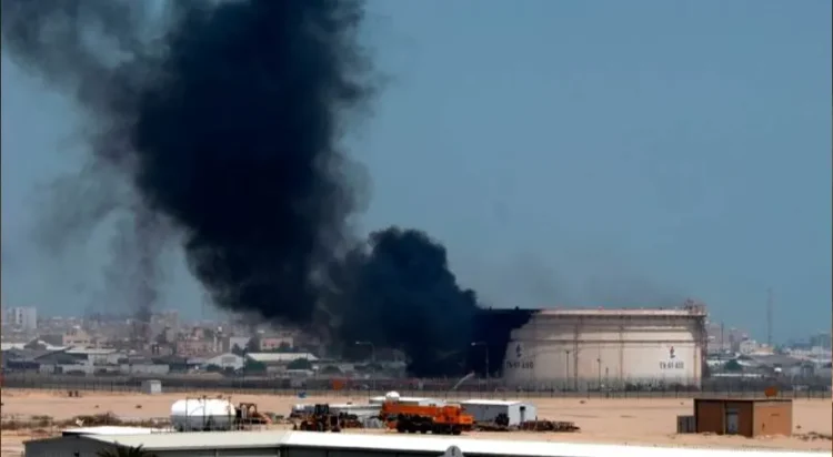 A fire broke out in Kuwait's largest oil refinery, Mina al-Ahmadi, following a drone strike on Thursday. (EPA/RAED QUTENA)