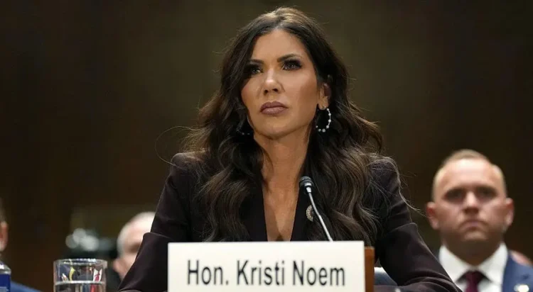 Kristi Noem at a US Senate hearing this week (Getty Images)