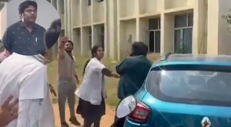 A professor gets assaulted aftger proposes to student in classroom, (Screengrab)