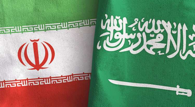 This illustration shows Iran and Saudi Arabia's flag.