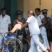 An injured person moves on a wheelchair at the National Hospital Galle where he will receive treatment after a submarine attack on an Iranian ship off Sri Lanka, in Galle, Sri Lanka, March 4, 2026. REUTERS/Thilina Kaluthotage