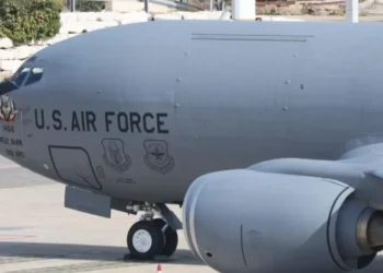 File photo of a US Air Force Boeing KC-135 Stratotanker aerial refuelling tanker, seen in Israel in February