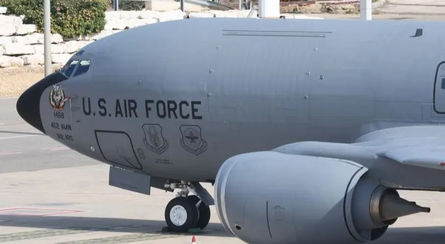 File photo of a US Air Force Boeing KC-135 Stratotanker aerial refuelling tanker, seen in Israel in February