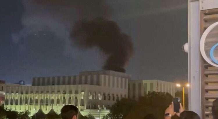 Smoke billows from an area near the U.S. Consulate in Dubai