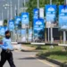A police officer walks on the premises of the Serena Hotel, as Pakistan prepares to host the US and Iran for the second phase of peace talks in Islamabad, Pakistan, April 21, 2026. — AFP