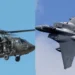 This file photo shows a F-15E Strike Eagle and UH-60 Black Hawk helicopter.