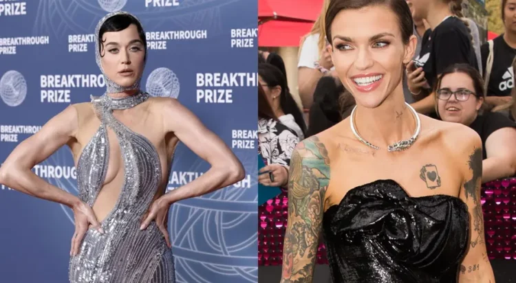 In this combo of images shows Katy Perry at the 11th Annual Breakthrough Prize Awards in April 2025. While Ruby Rose at the Australian premiere of Pitch Perfect 3.
(Credit: Jesse Grant/Getty Images for Breakthrough Prize/ El Pics/Getty Images)
