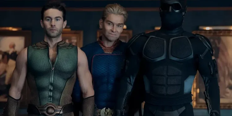 Chace Crawford, Antony Starr, and Nathan Mitchell in 'The Boys'
Courtesy of Jasper Savage / Amazon Prime Video