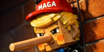 Image shows a lego style representation of US President Donald Trump. — X/@ExplosiveMediaa