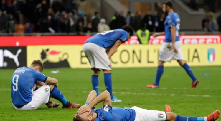 Italian football players after their team’s elimination in a World Cup playoff match against Sweden in Milan on Monday.Credit...Luca Bruno/Associated Press
By Jason Horowitz