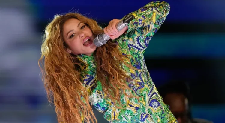 Colombian pop star Shakira performs during her free concert on Copacabana Beach in Rio de Janeiro, Saturday, May 2, 2026. (AP Photo/Silvia Izquierdo)