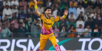 Sufyan Moqim finished with 1 for 23, Hyderabad Kingsmen vs Peshawar Zalmi, PSL 2026 Final, Lahore, May 03, 2026 - PSL